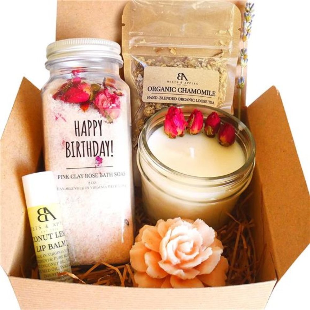 Happy Birthday Gift Basket, Natural Spa Gift Basket for Birthday Gifts